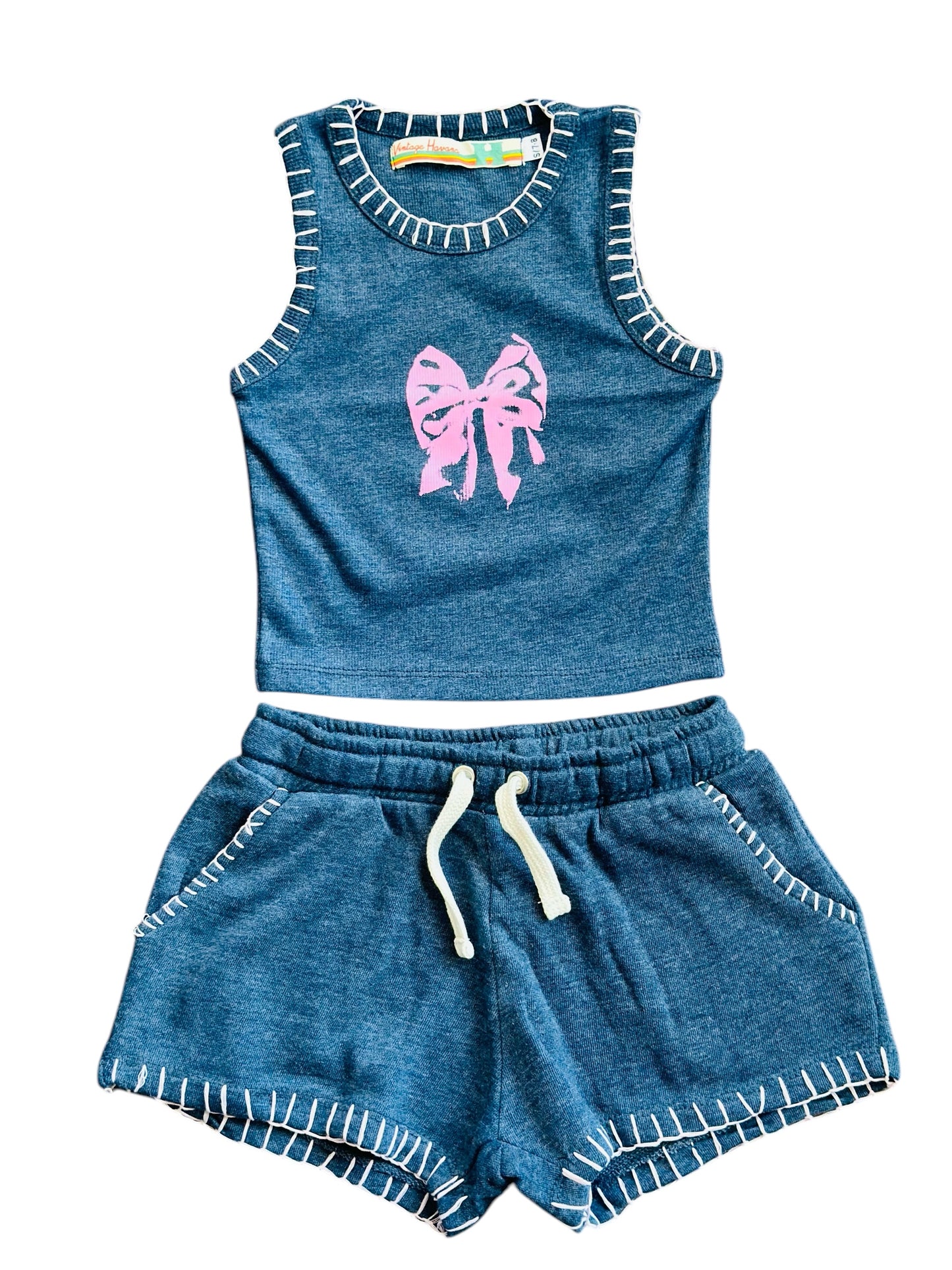 Vintage Havana- Navy Exposed Stitch Short