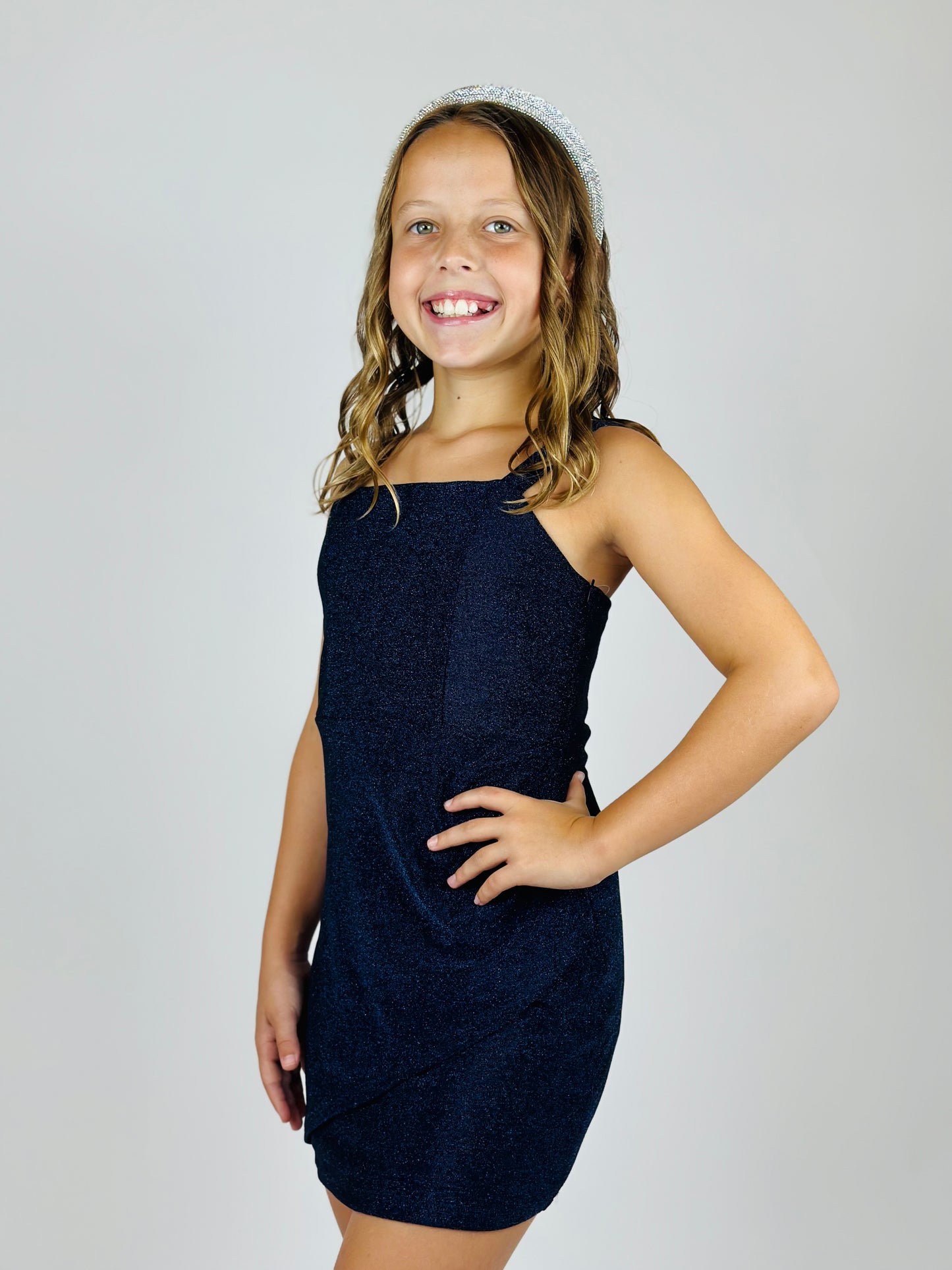 Glitter Knit Dress - Navy