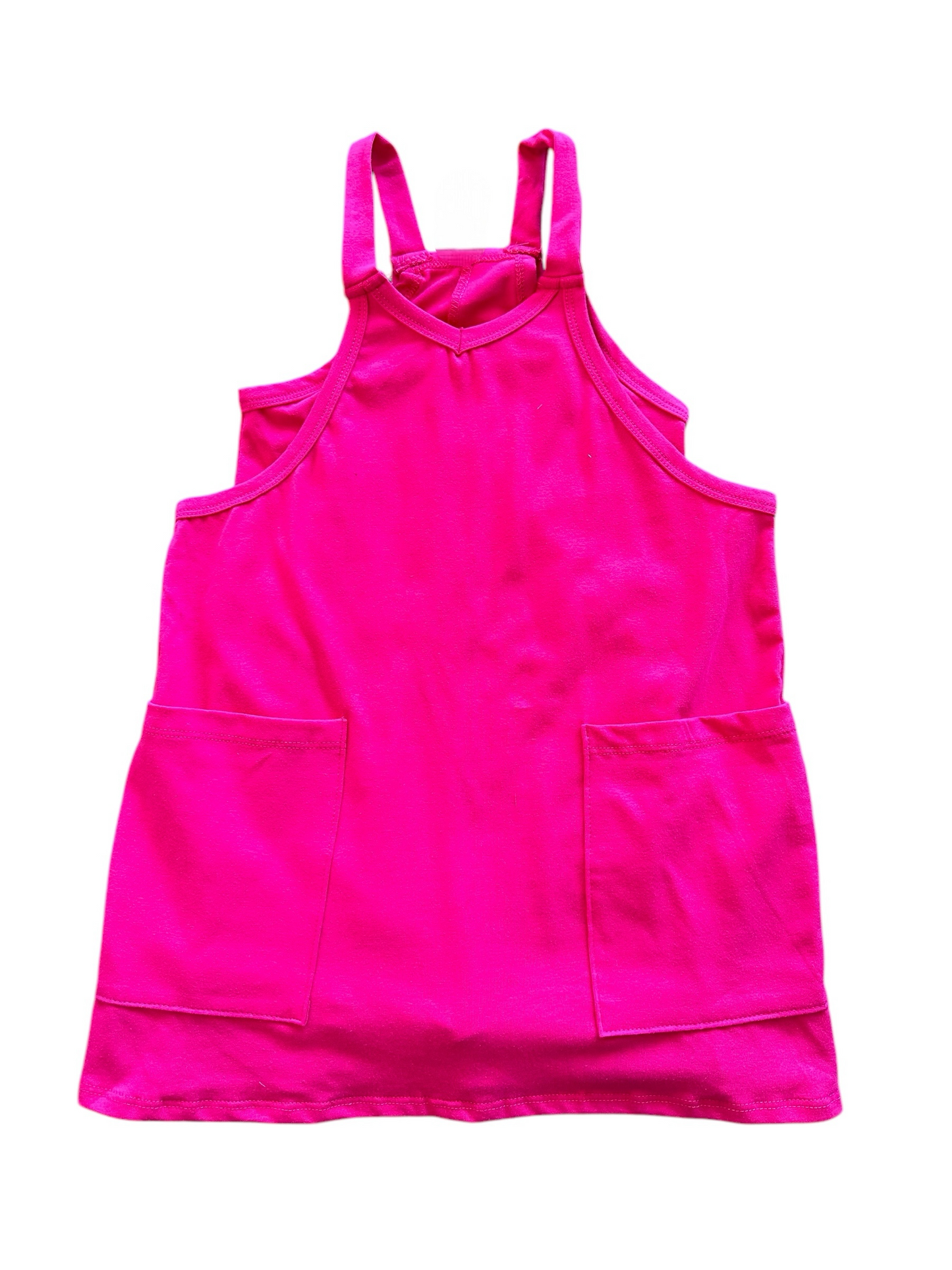 Relaxed Tank Dress w/Built in Romper Lining - Hot Pink