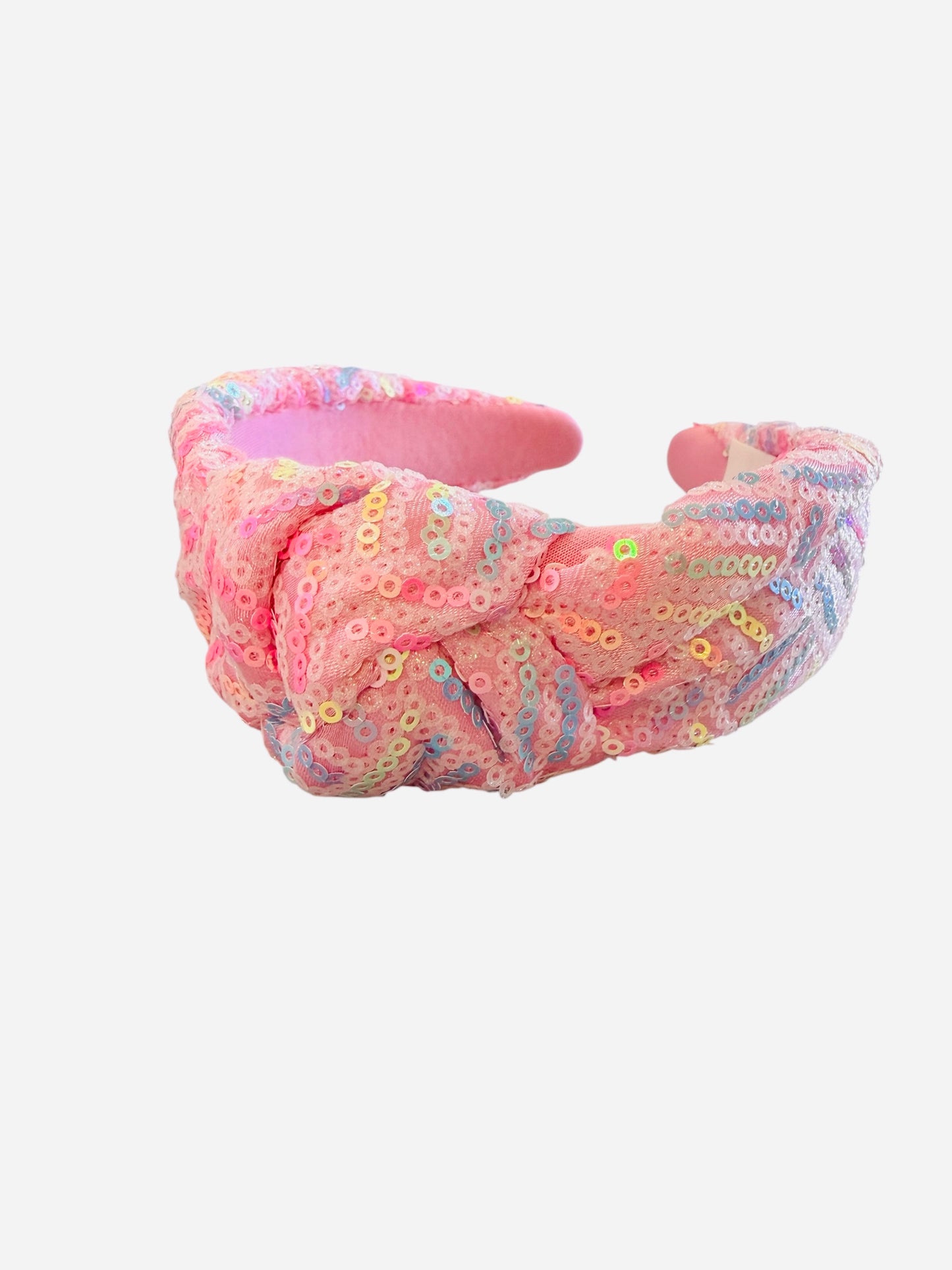 Rainbow Sequin Herringbone Knotted Headband