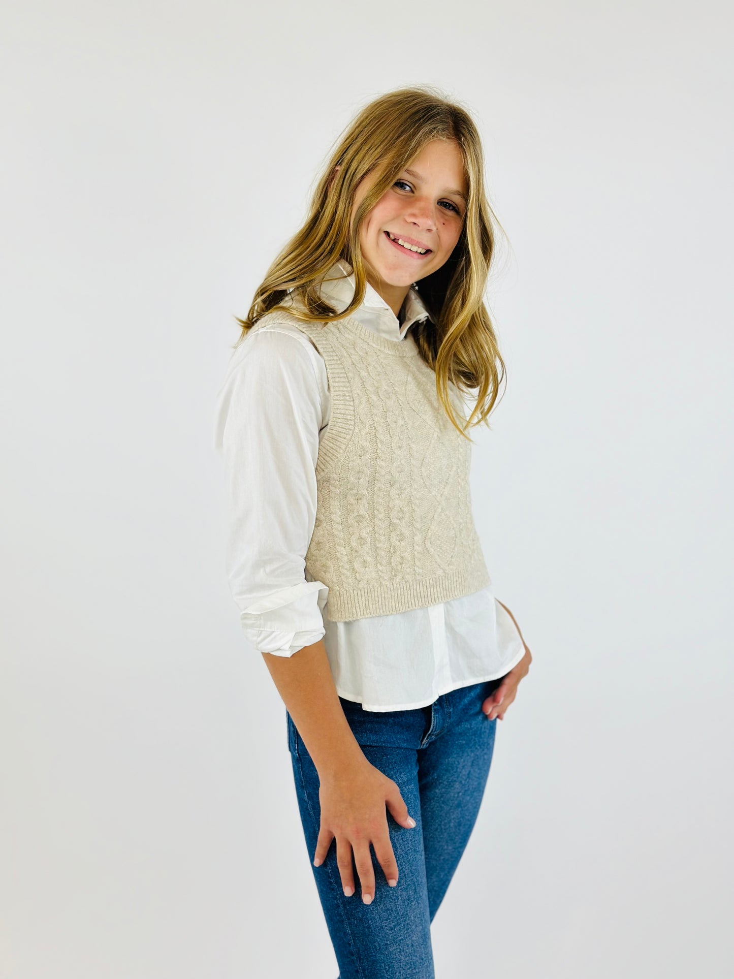 Libby Sweater Vest w/Button Down