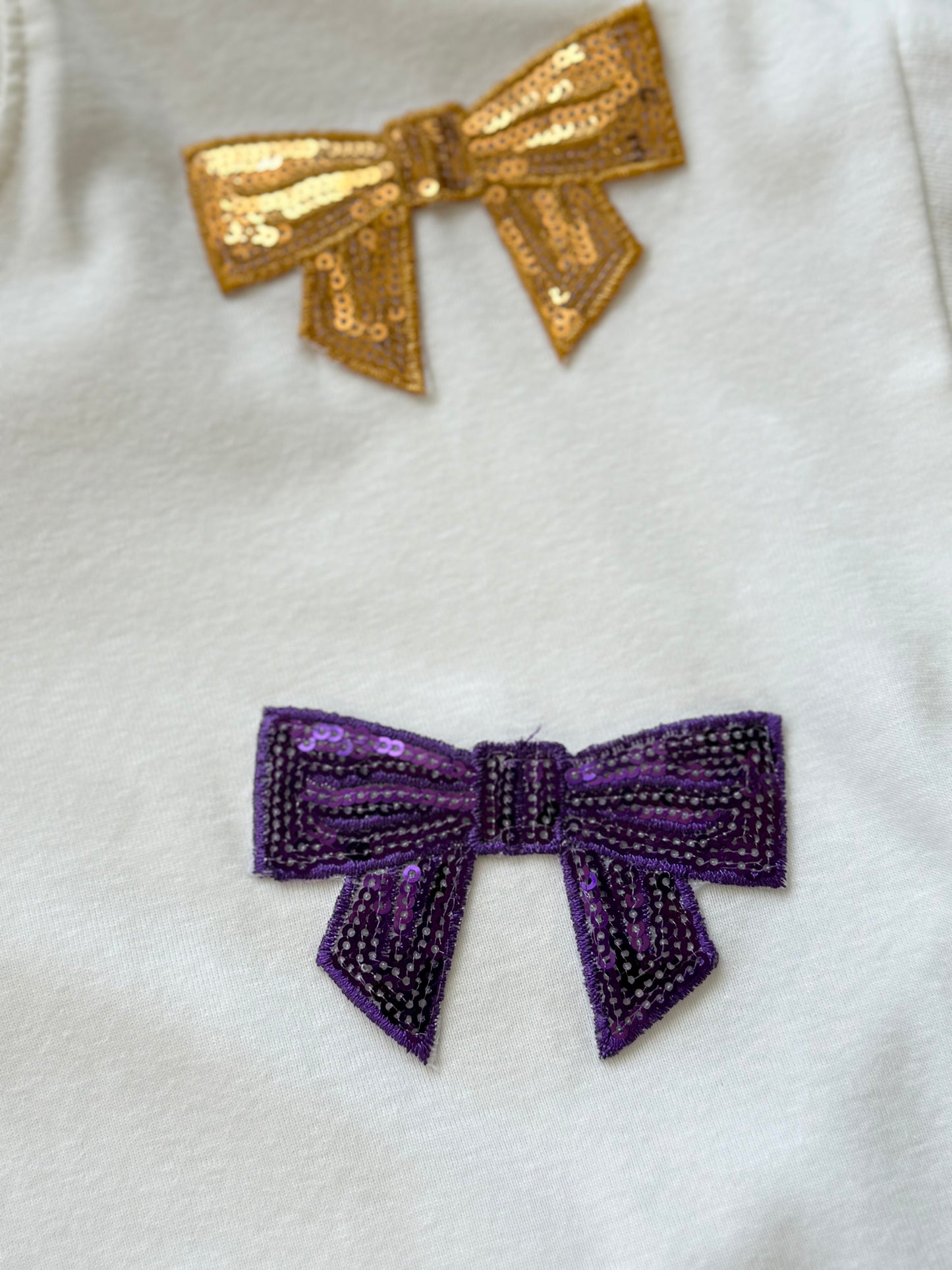 Spirit Tee w/ Purple and Gold Sequin Bows