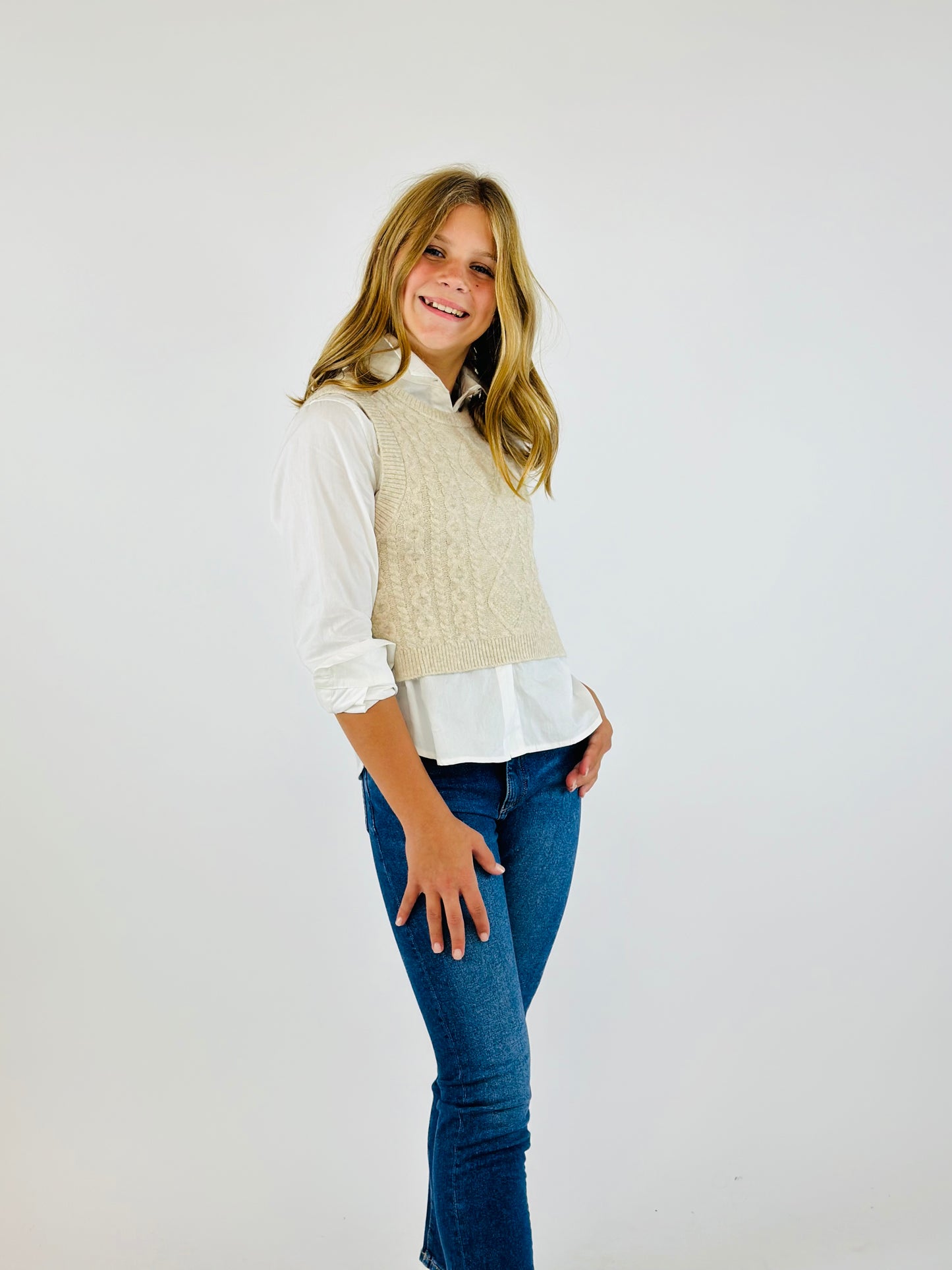 Libby Sweater Vest w/Button Down