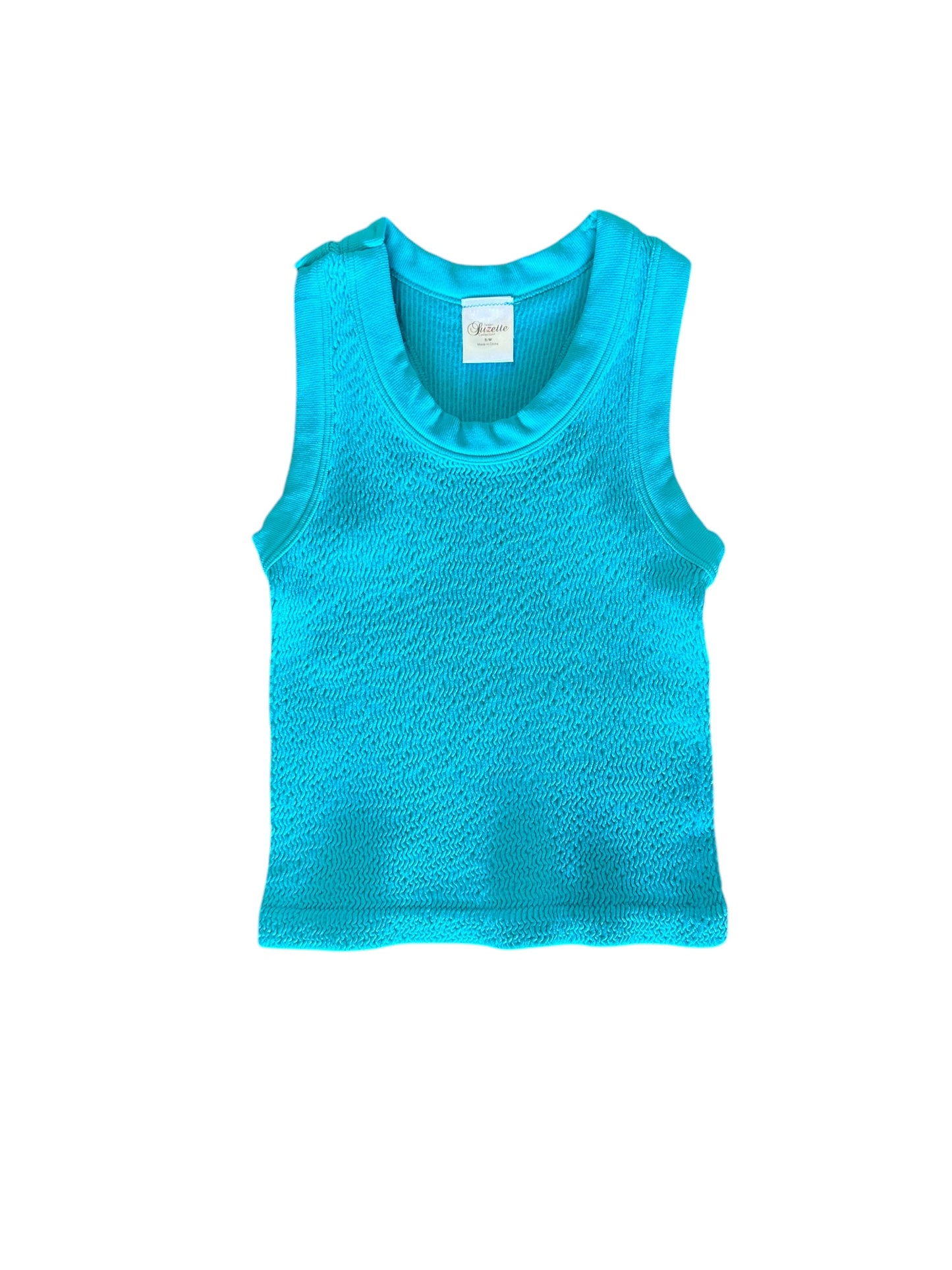 Smocked Crop Tank - Teal