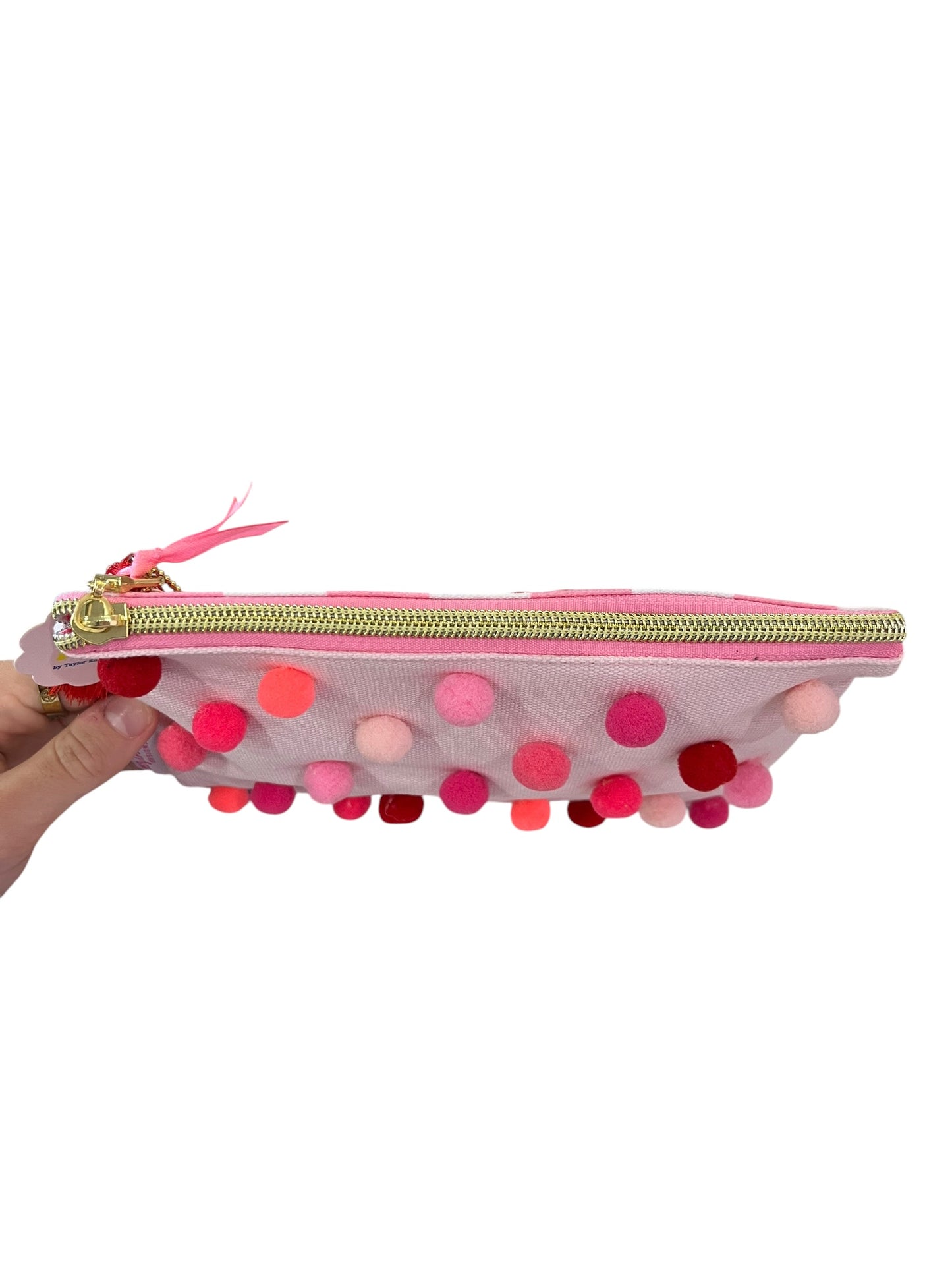 Red & Pink Pom Pom Pouch