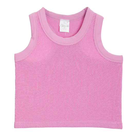 Smocked Crop Tank - Bubblegum Pink