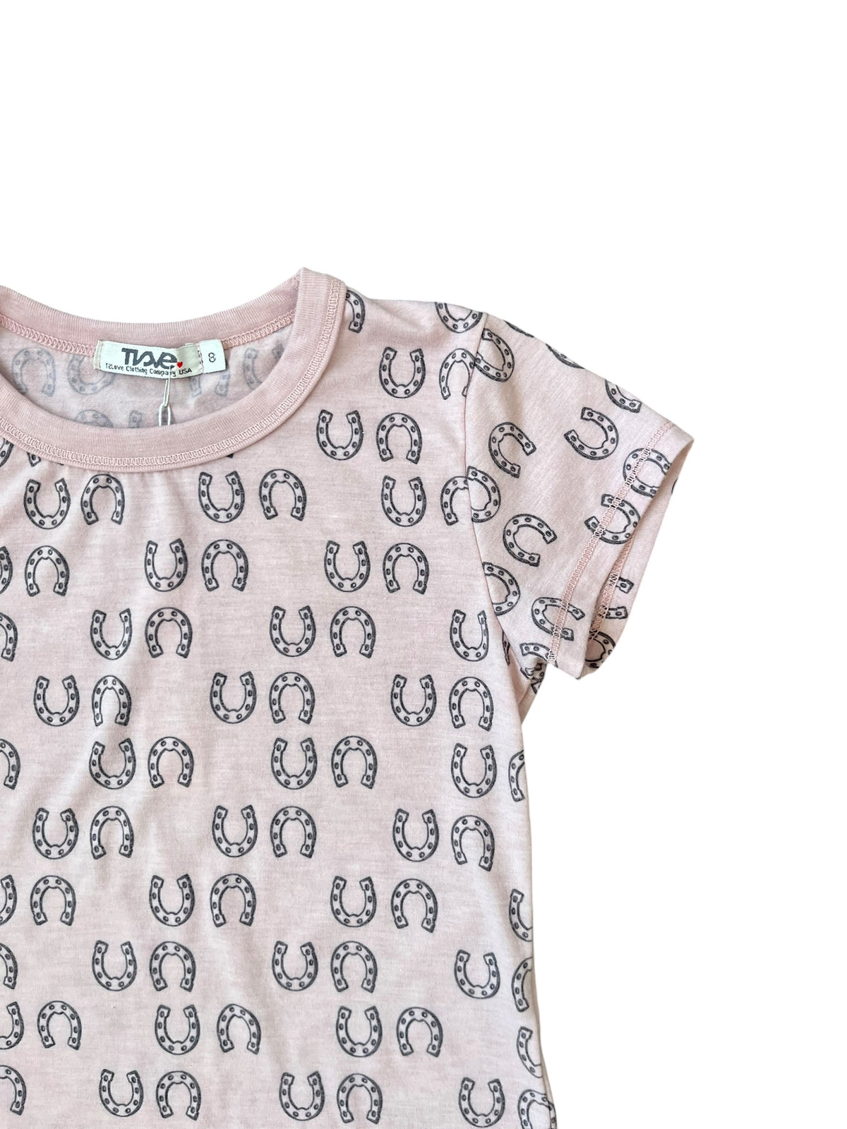 Lucky Horseshoe Tee - Dusty Rose