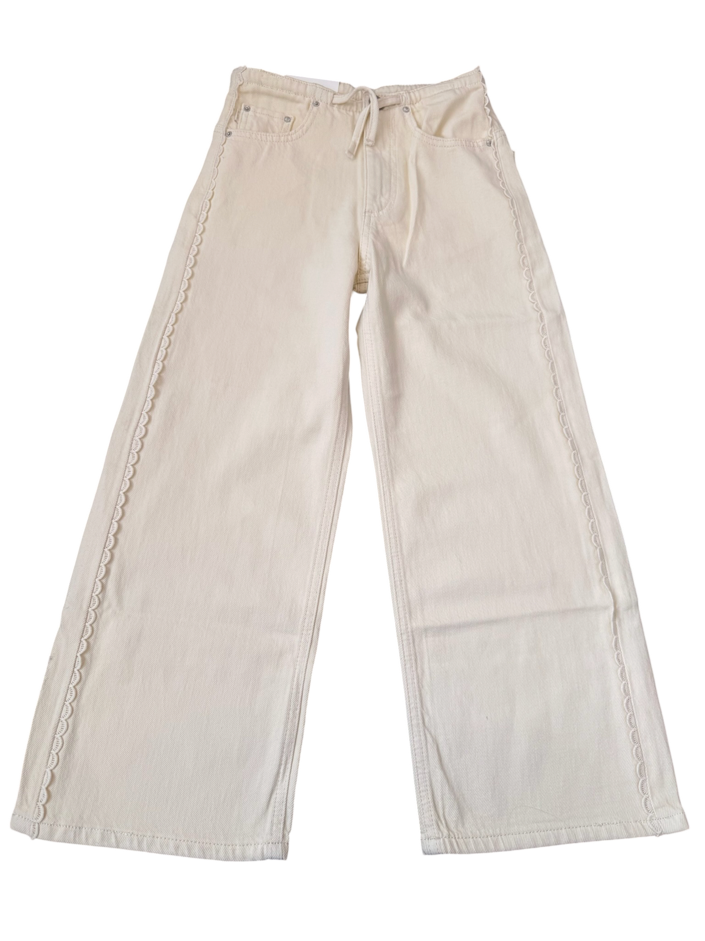 Frankie Low-Slung Wide Leg - Ivory w/ Lace