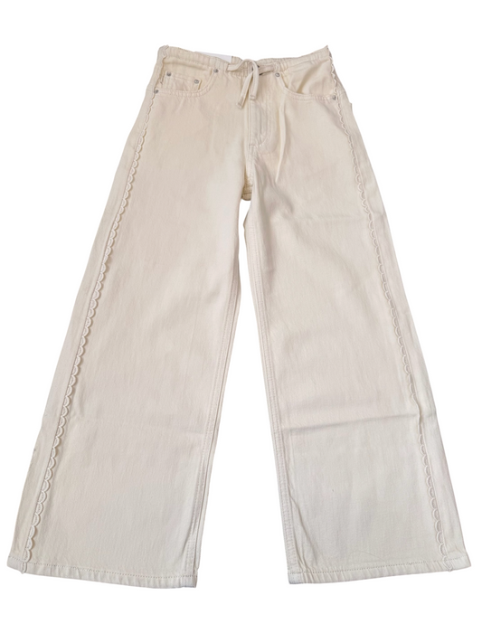 Frankie Low-Slung Wide Leg - Ivory w/ Lace