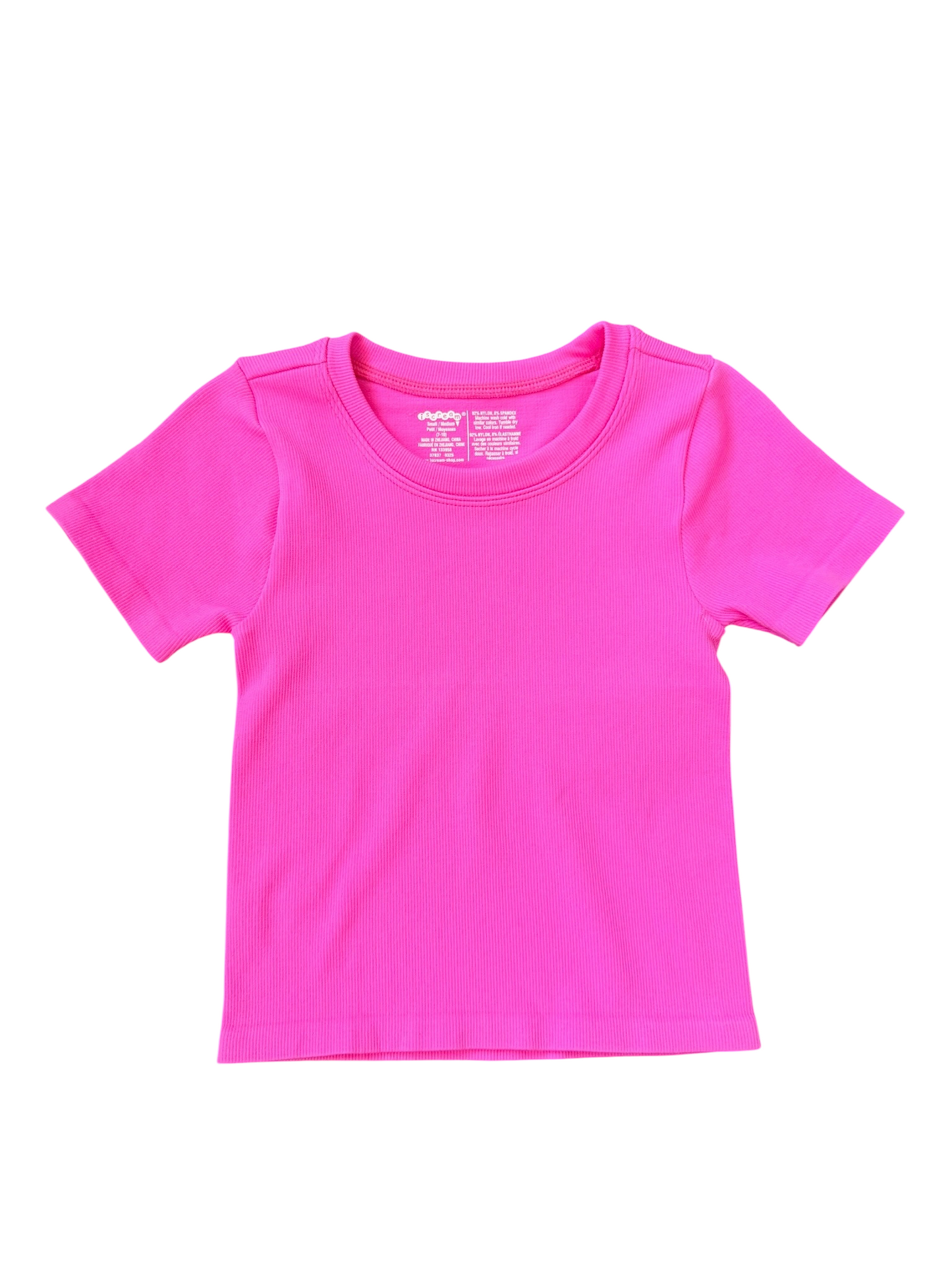 Ribbed Short Sleeve Shirt - Pretty Pink