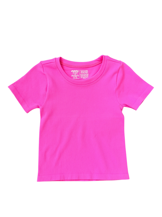 Ribbed Short Sleeve Shirt - Pretty Pink