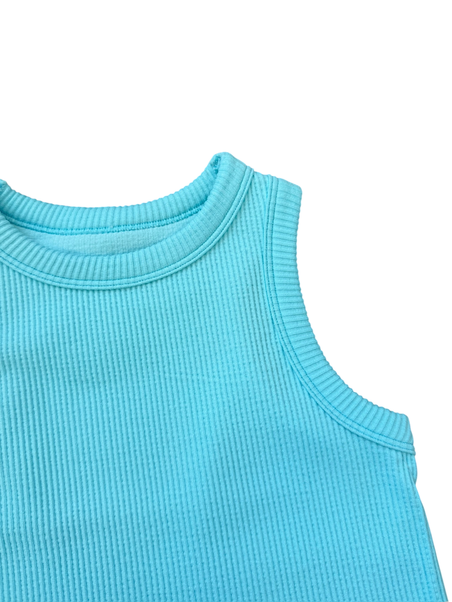 Cropped Ribbed Racerback Tank - Ice Blue
