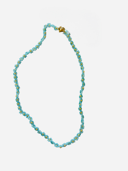 Jane Marie 15” Flower Beaded Necklace - Blue