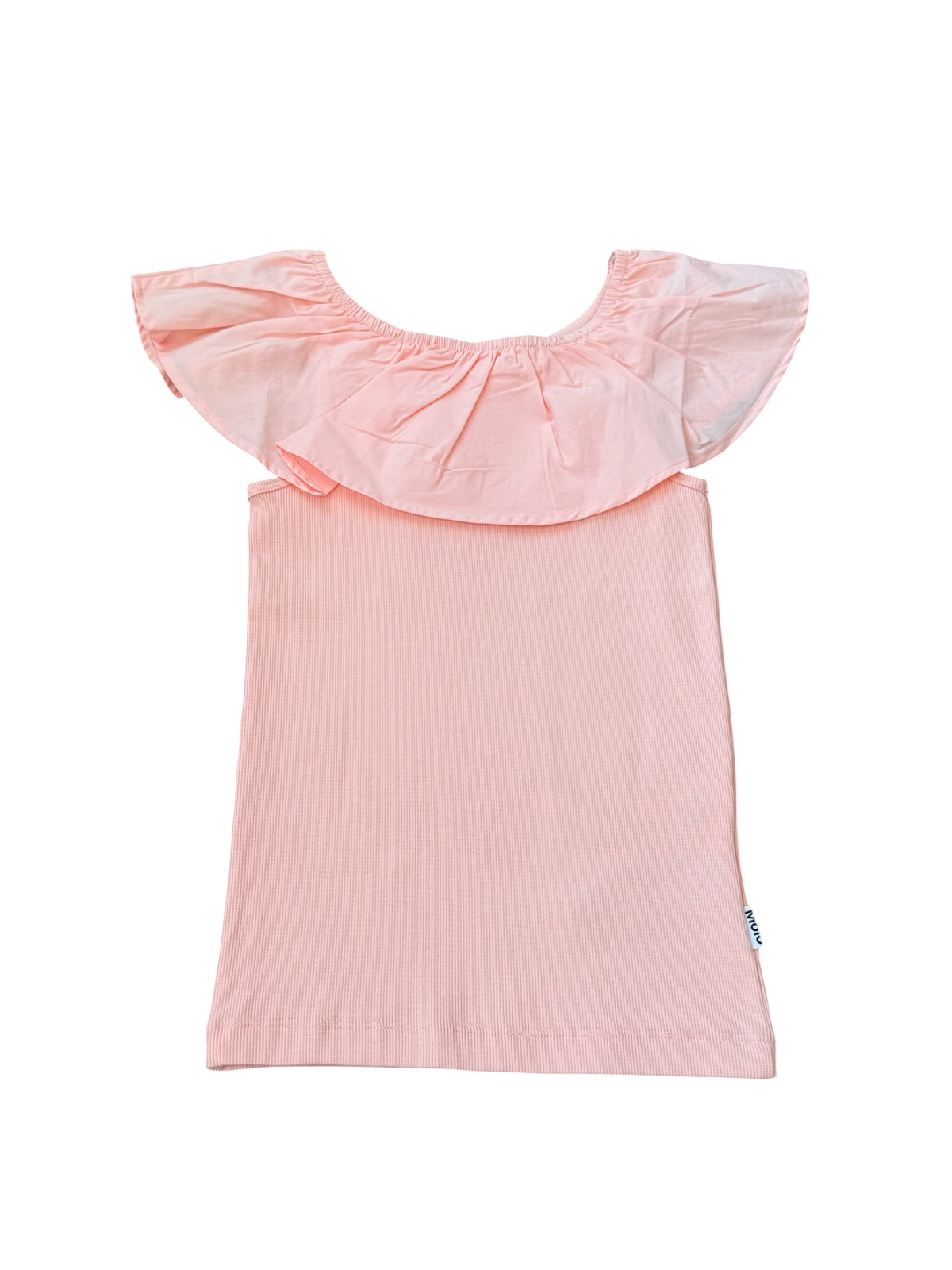 Reca Ribbed Ruffle Top - Peach Bud