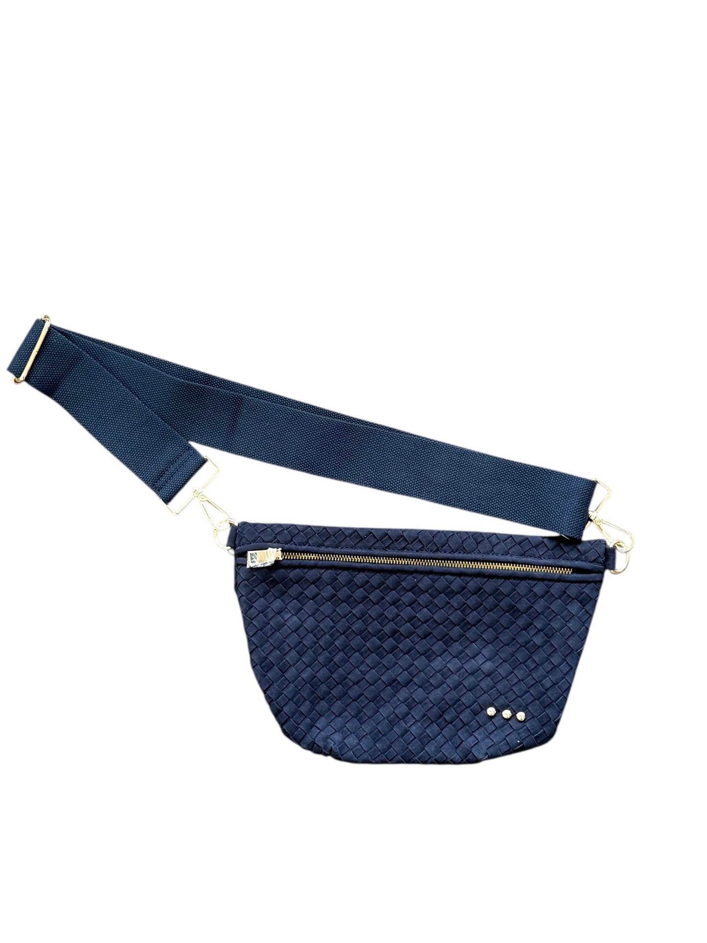 Woven Bum Bag - Navy Faux Suede