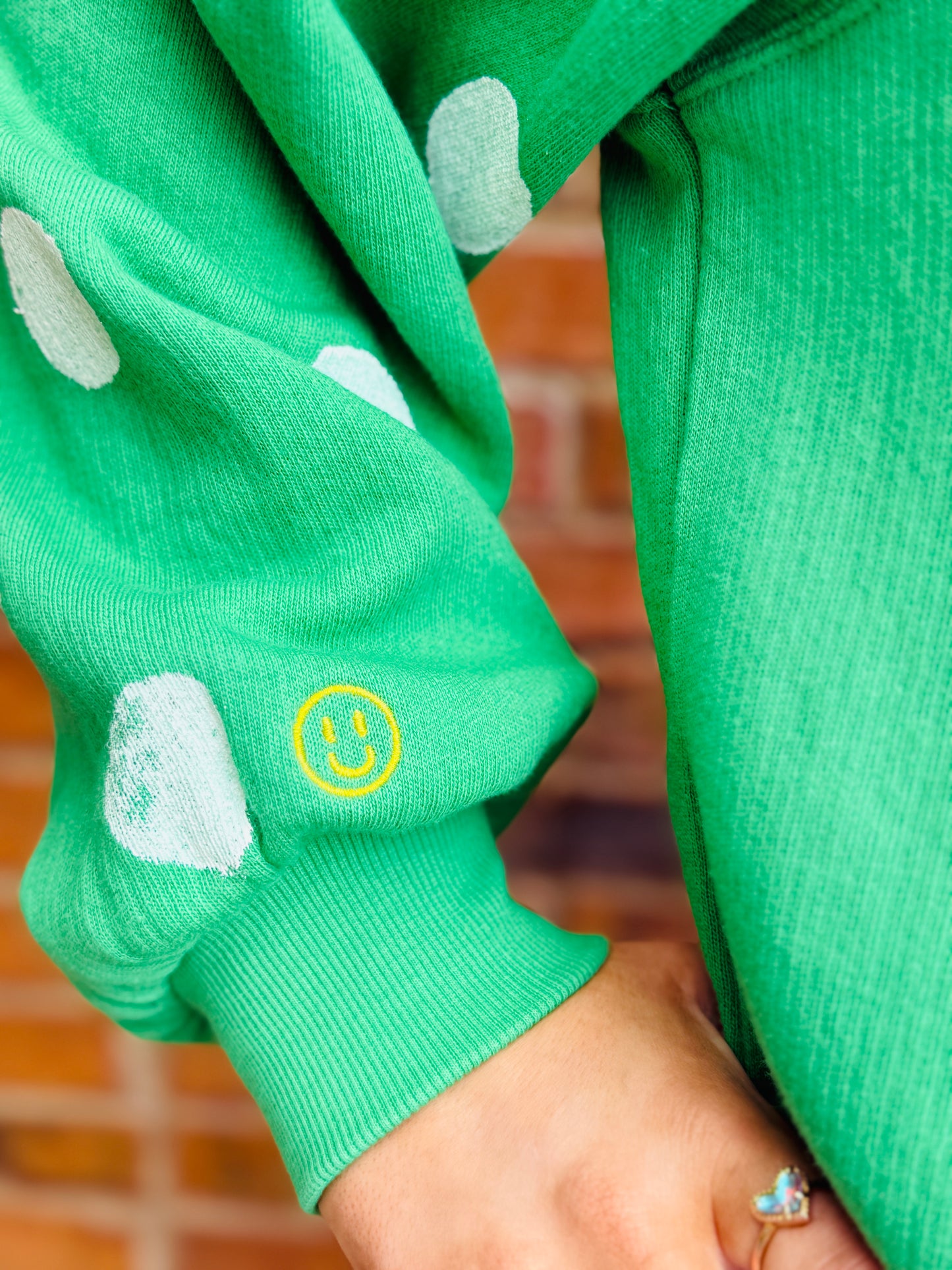 Polka Dot Vintage Sweatshirt - Green
