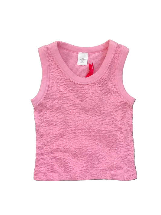 Smocked Crop Tank - Bubblegum Pink