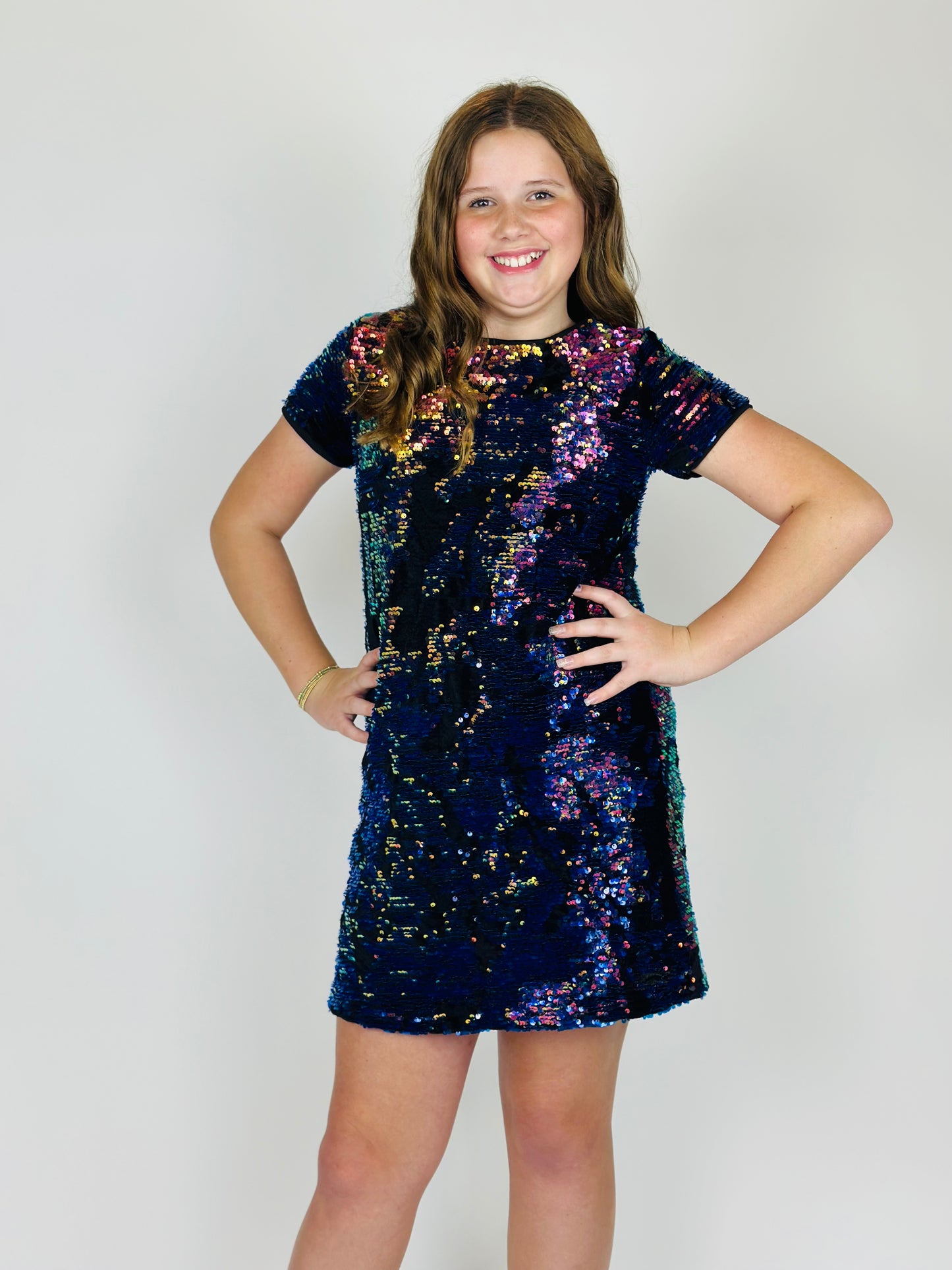 Reversible Sequin Velvet Mini Shift Dress