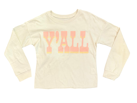 Oversized Long Sleeve “Y’all” Tee - Sand