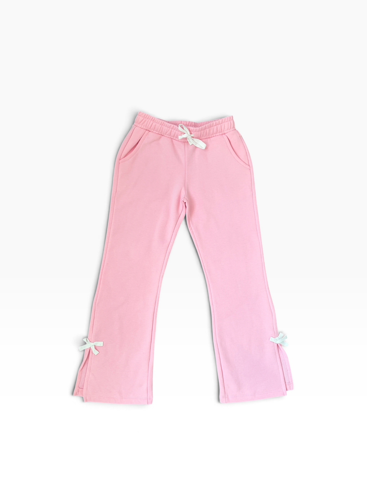Flared Sweatpant w/Side Slit and Bow Detail