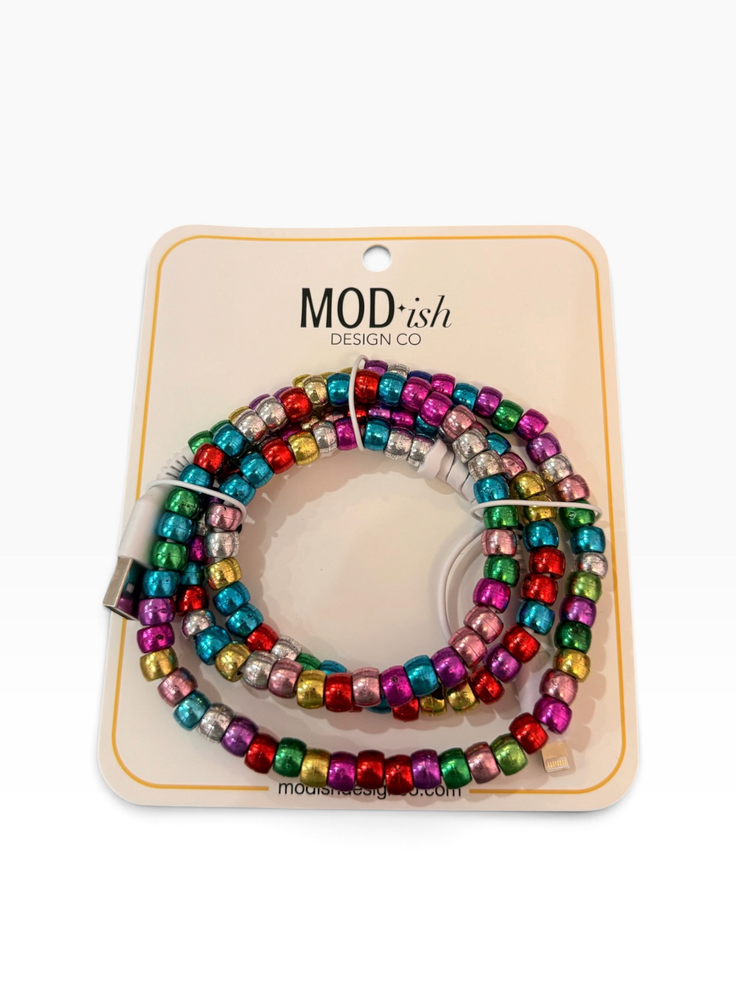 Beaded Phone Charger - Metallic Rainbow