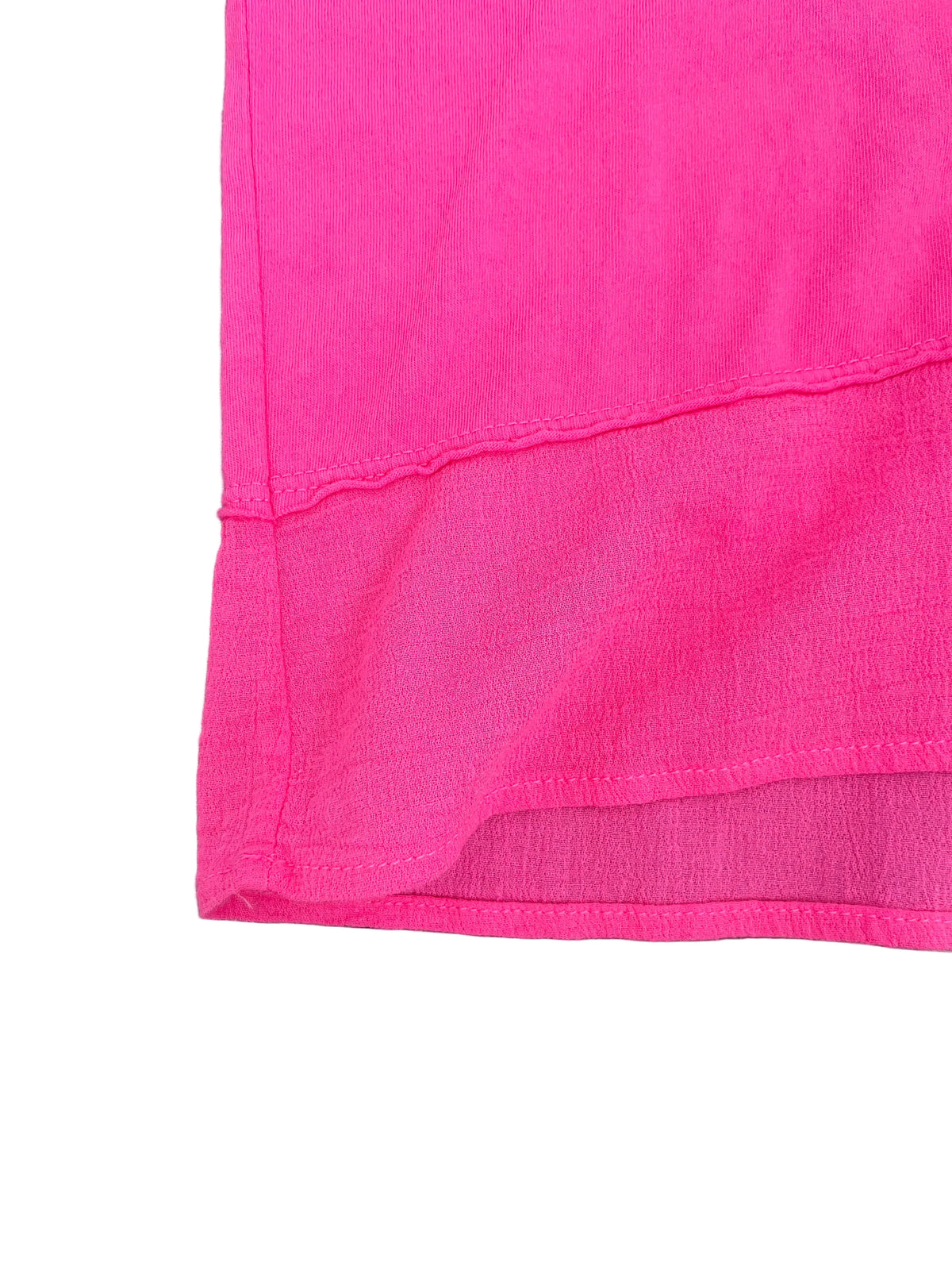 Tenly Mixed Media V-Neck Tee - Hot Pink