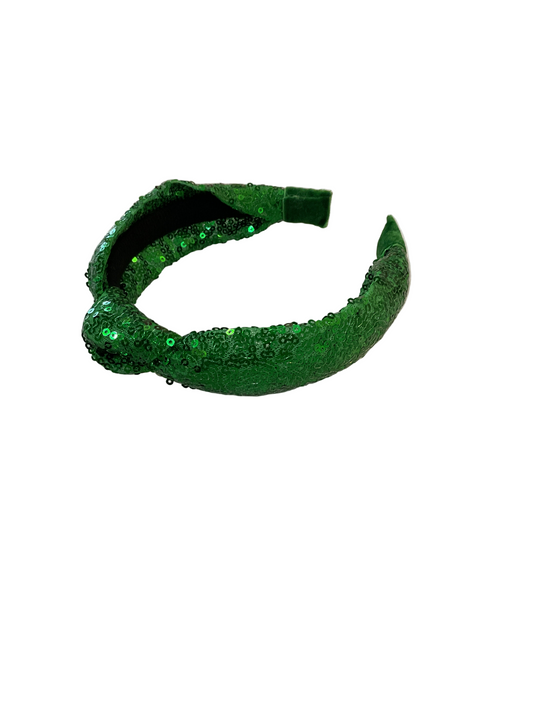 Sparkly Sequin Knot Headband - Green