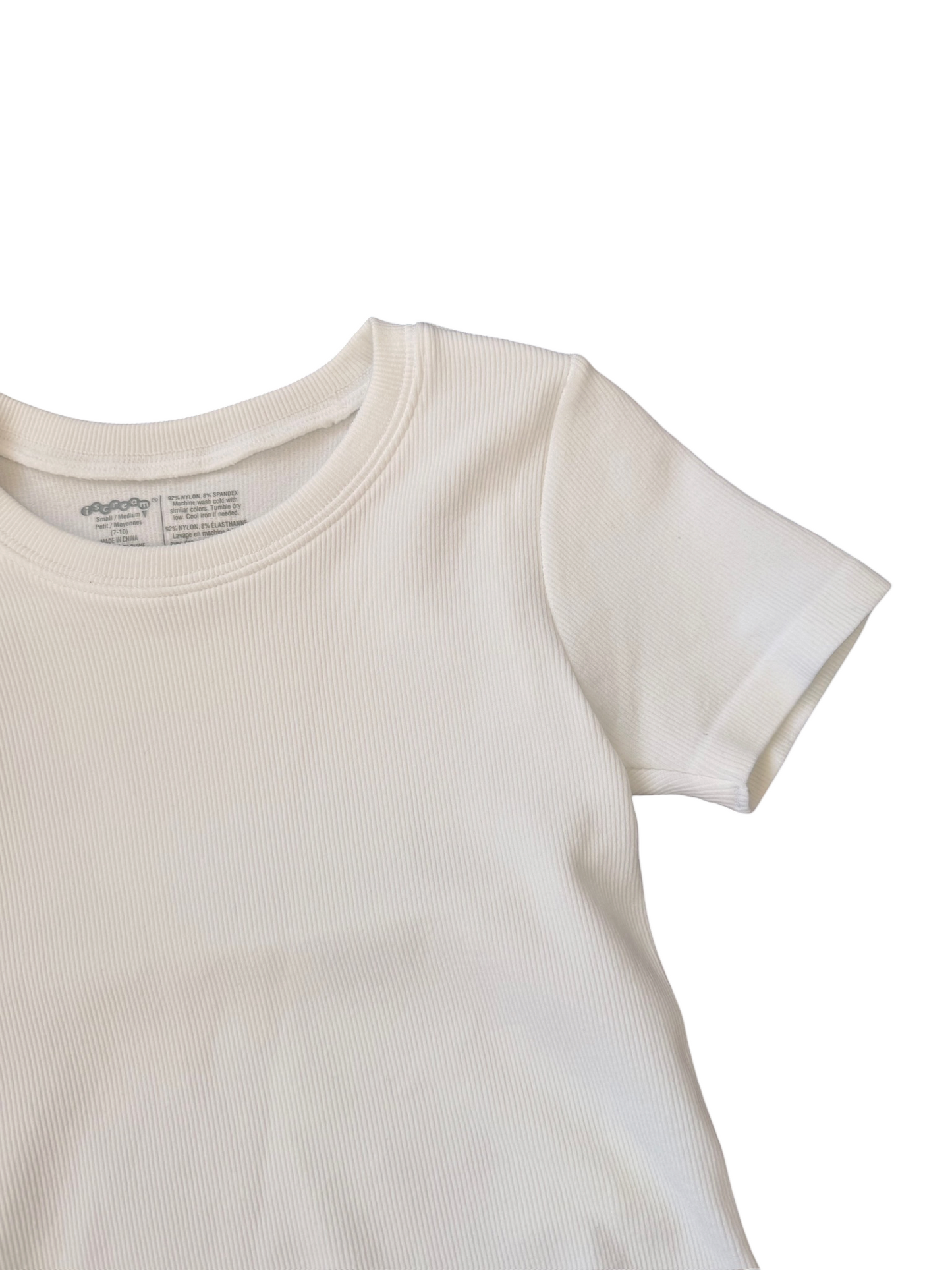 Ribbed Short Sleeve Shirt - White