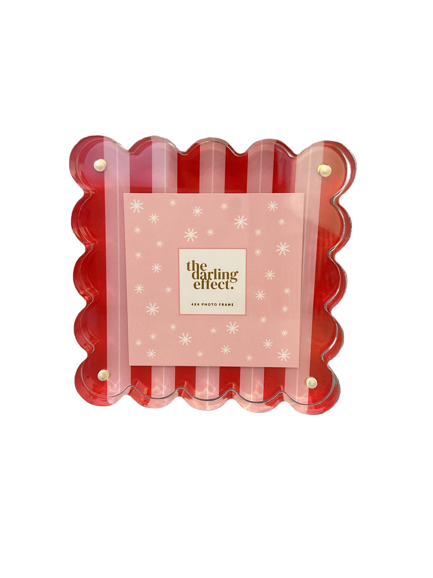 Square Scalloped Acrylic Frame - Peppermint Stripes