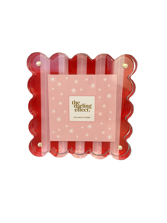 Square Scalloped Acrylic Frame - Peppermint Stripes
