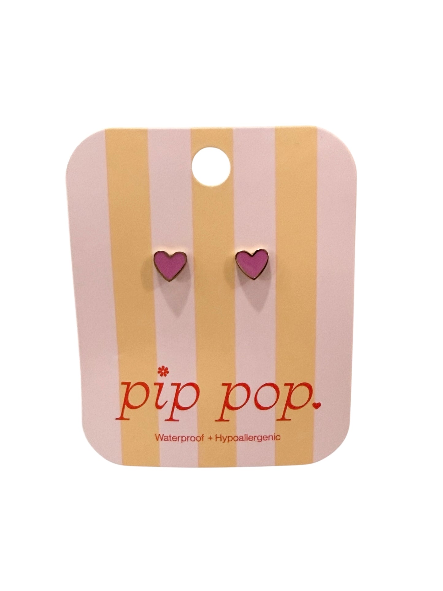 Pip Pop Enamel Heart Pink Stud Earrings