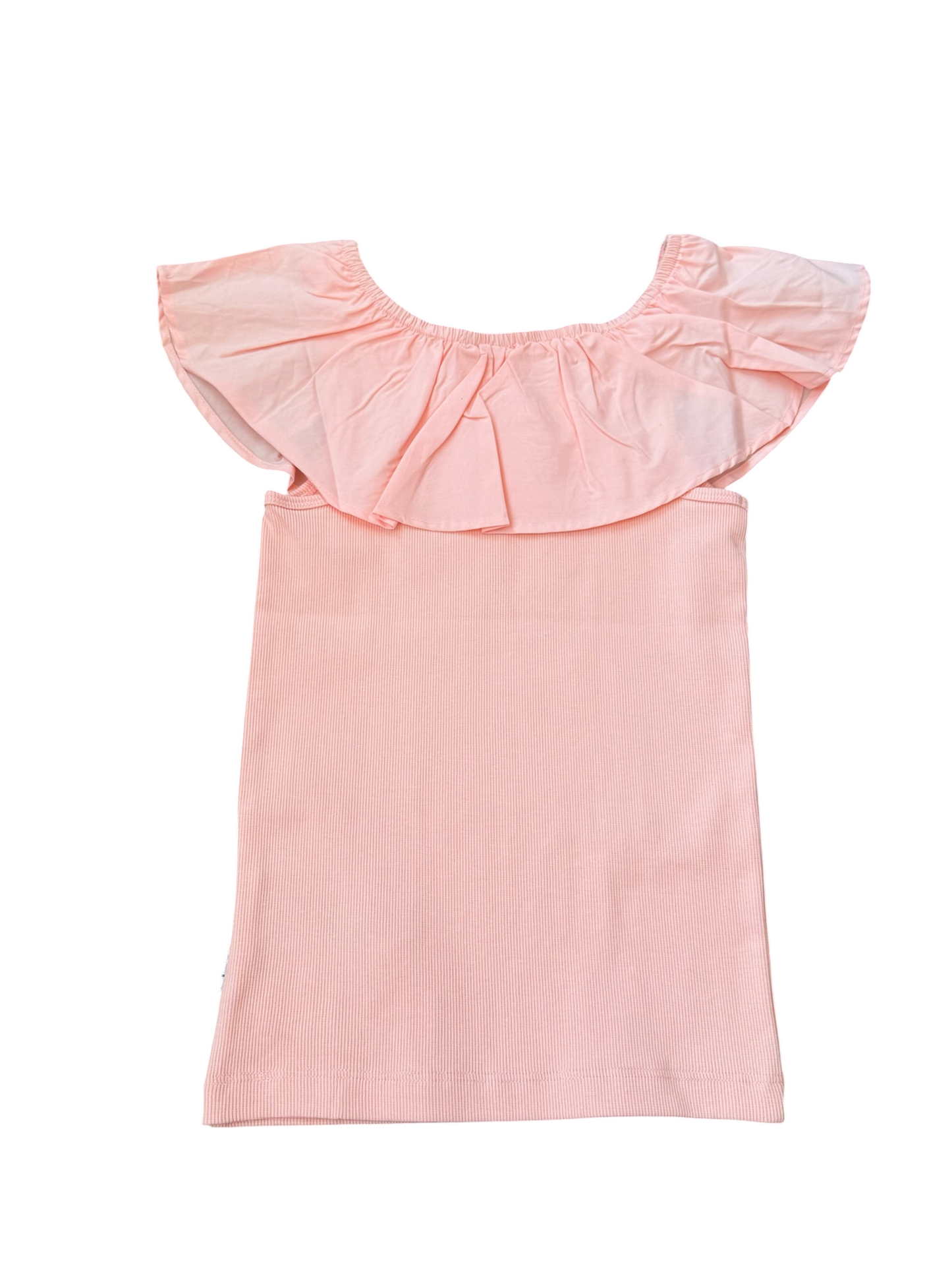 Reca Ribbed Ruffle Top - Peach Bud