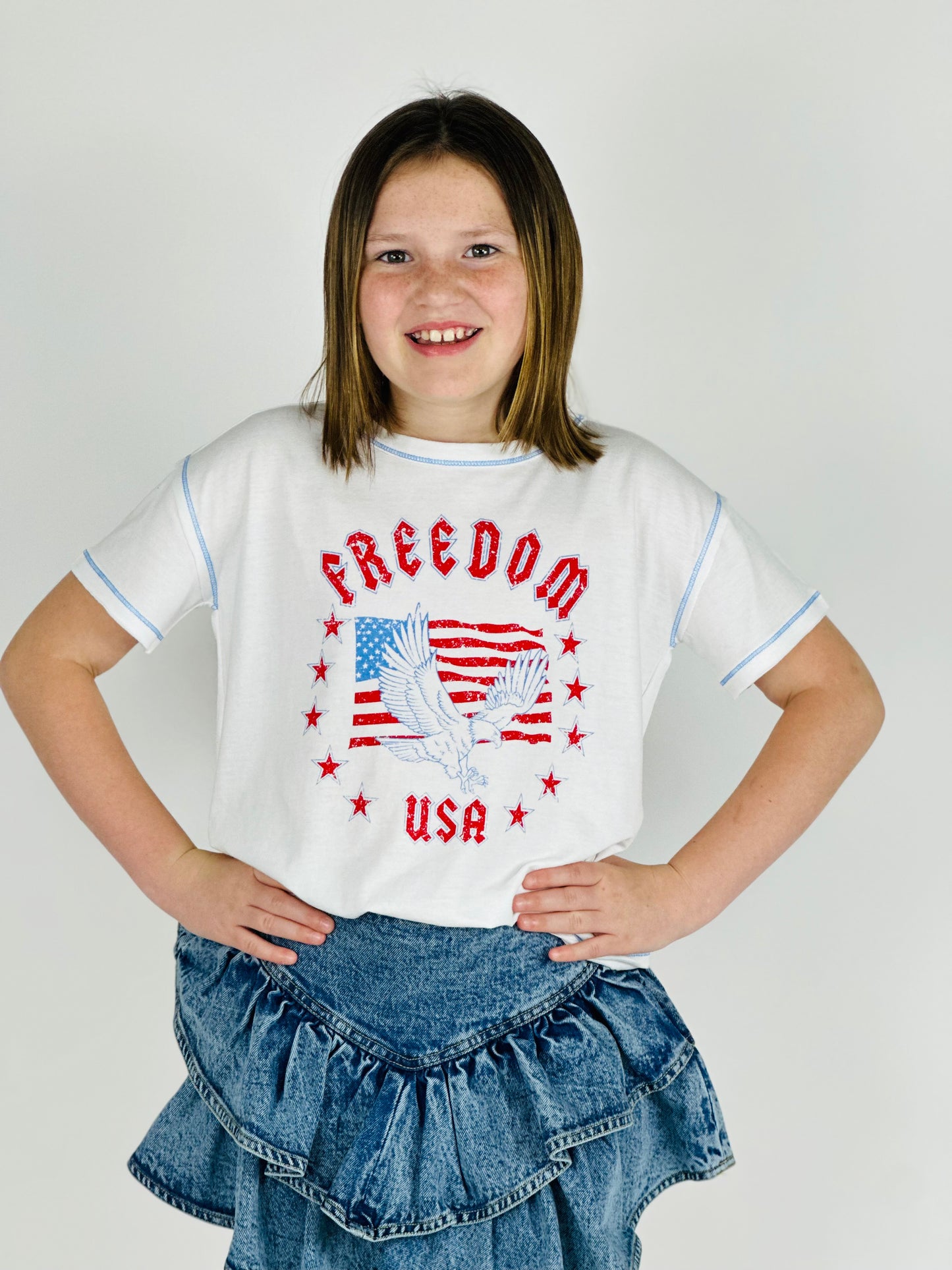 Freedom Eagle Tee w/Raw Edge