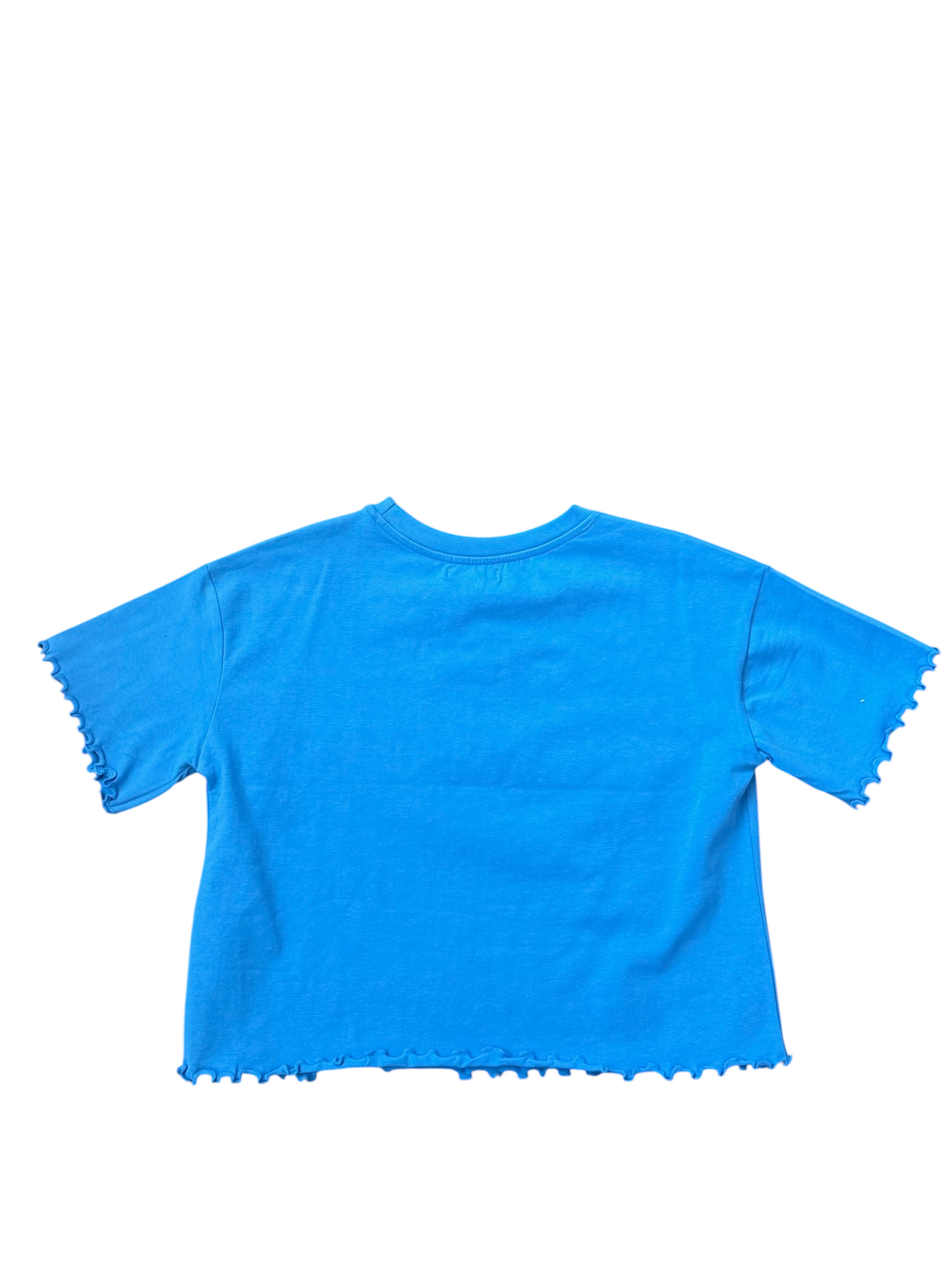 Lettuce Edge Oversized Cropped Tee - Cobalt Blue