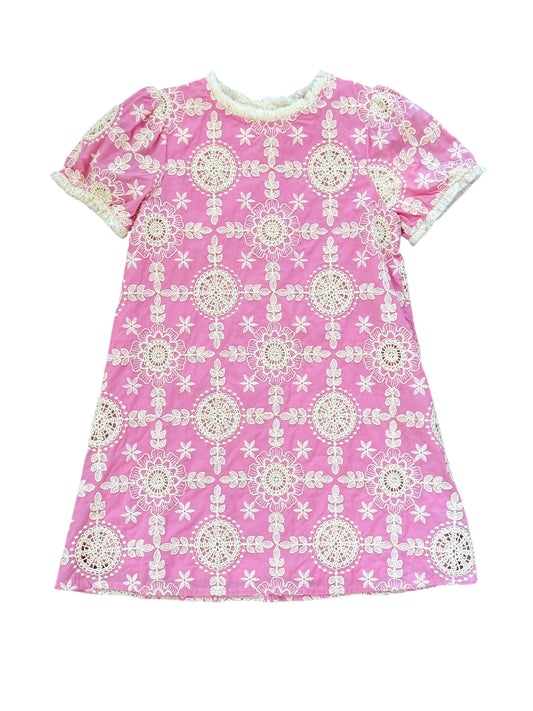 VOY Embroidered Fringe Sleeve Dress - Pink