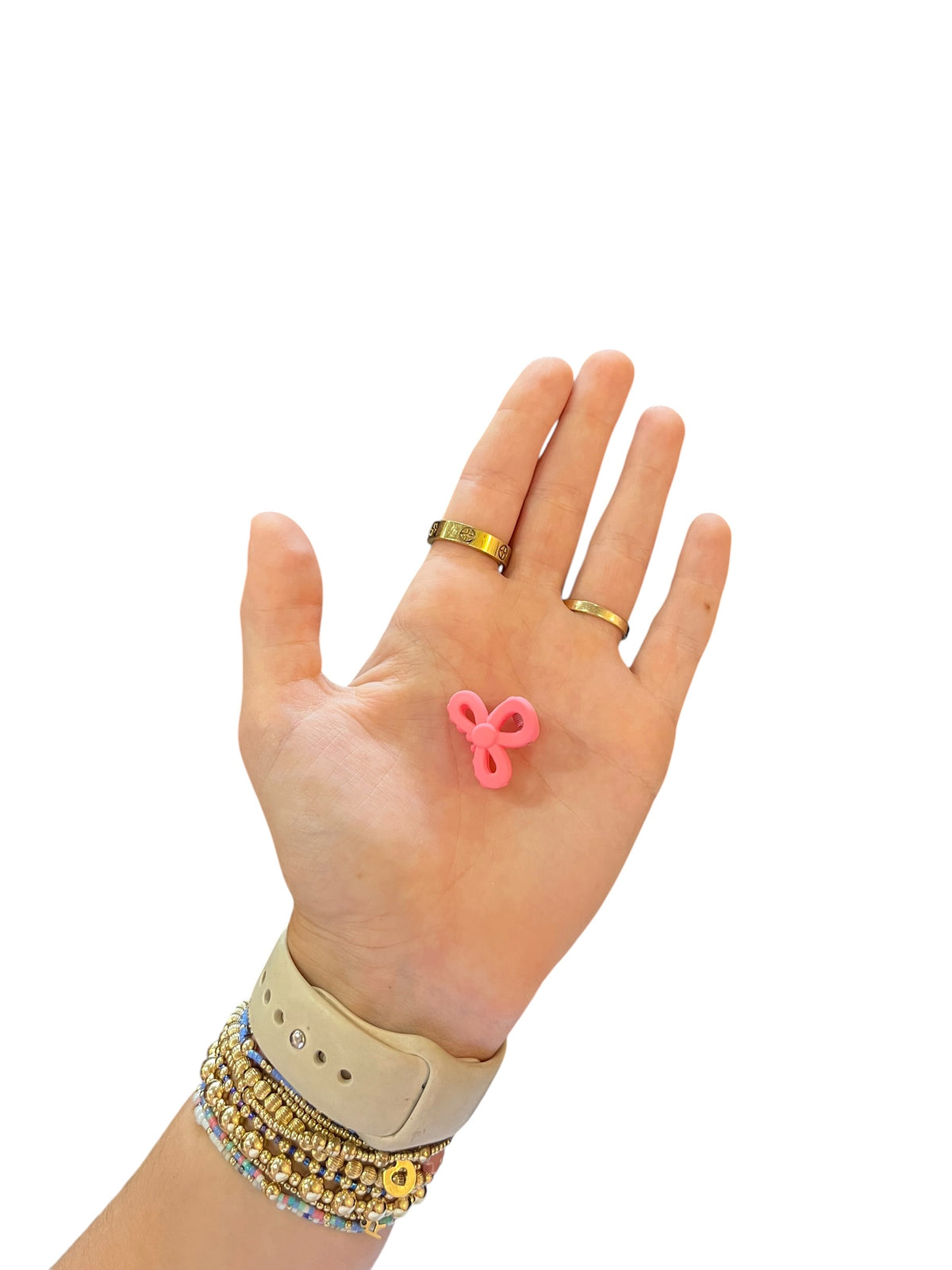 Mini Bow Hair Clip Set - Pink/Orange/Yellow