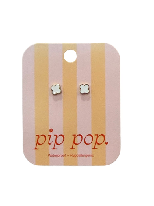 Pip Pop White Clover Stud Earrings