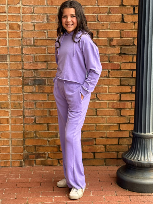 Cloud Hoodie with Raw Edge - Violet