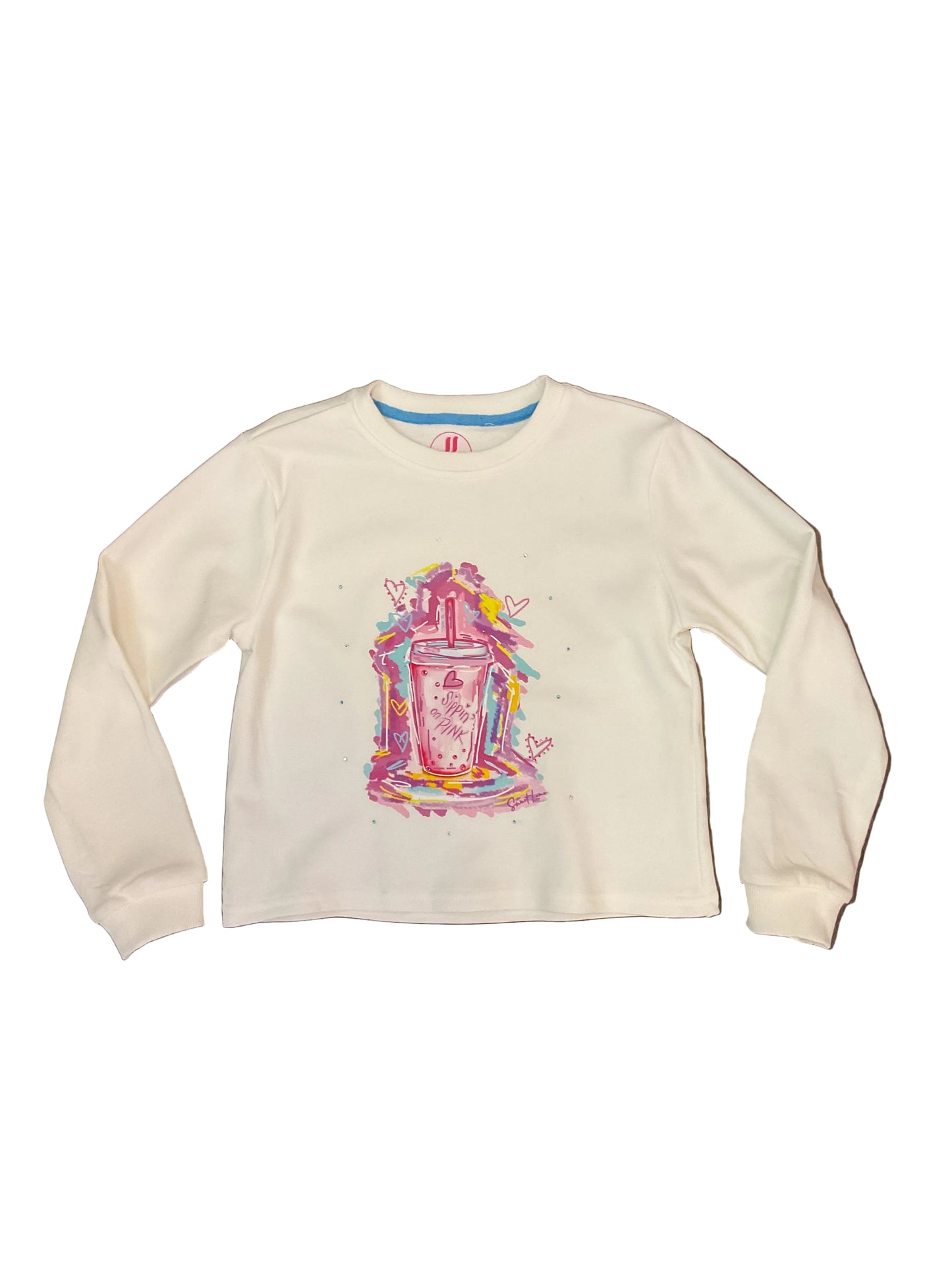 Sippin’ on Pink Custom Art Sweatshirt