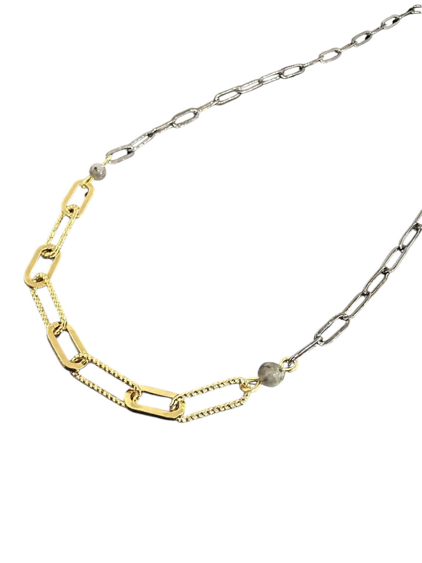 Mixed Metal Short Paperclip Chain - Gold and Gunmetal