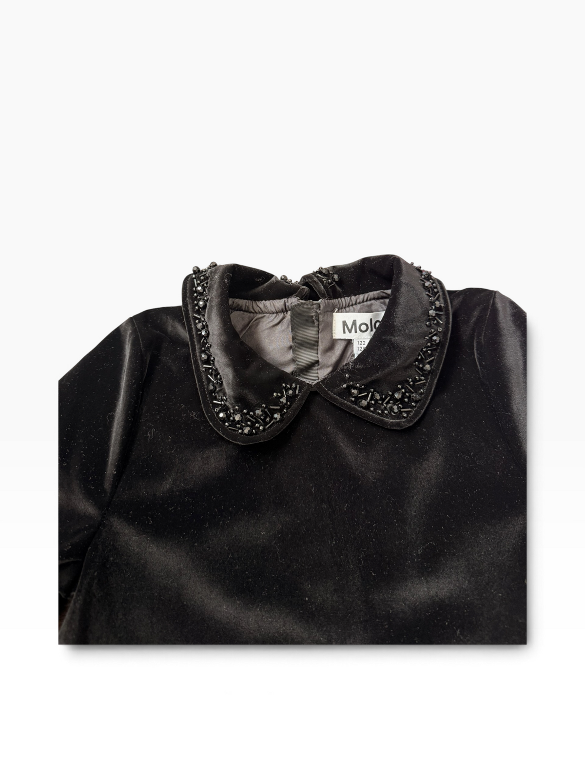 Molo Carli Velvet Dress w/Embellished Collar