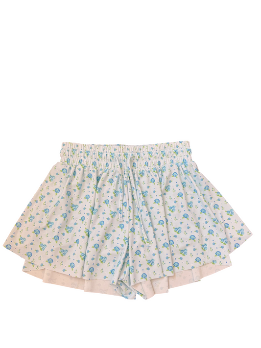 Blue Floral Butterfly Shorts