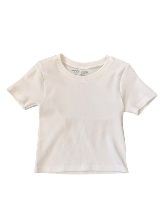 Ribbed Short Sleeve Shirt - White