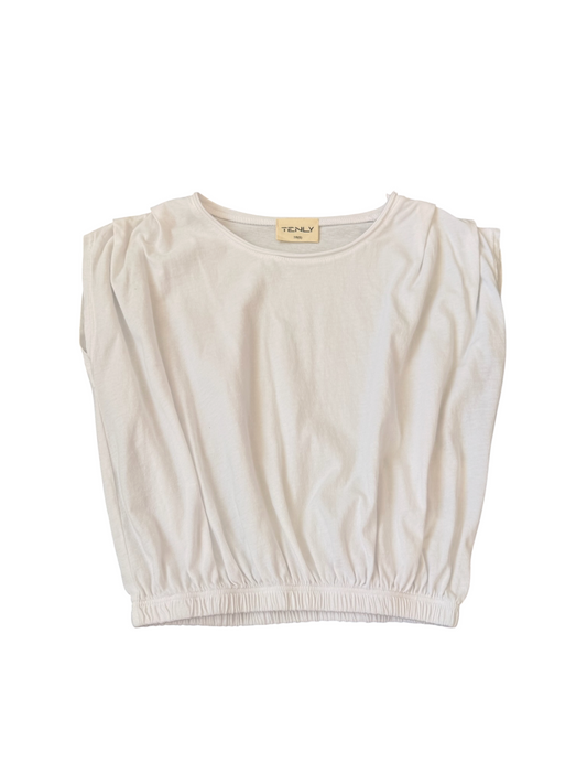 Tenly Pleated Shoulder Tee - White