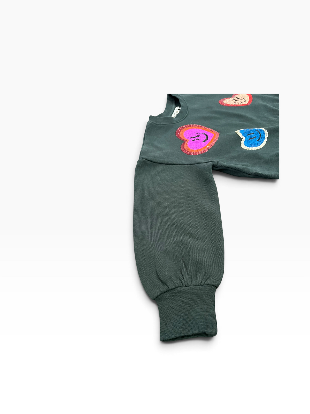 Molo Miki Sequin Heart Sweatshirt - Dark Green