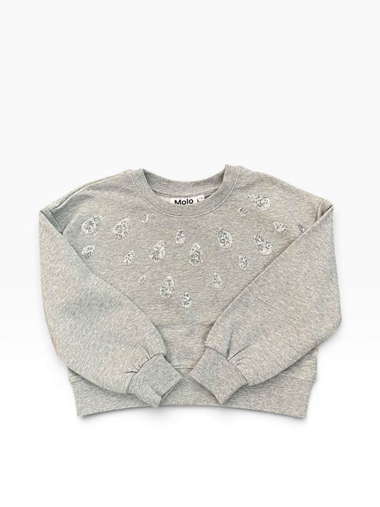 Molo Miki Sequin Heart Sweatshirt - Grey