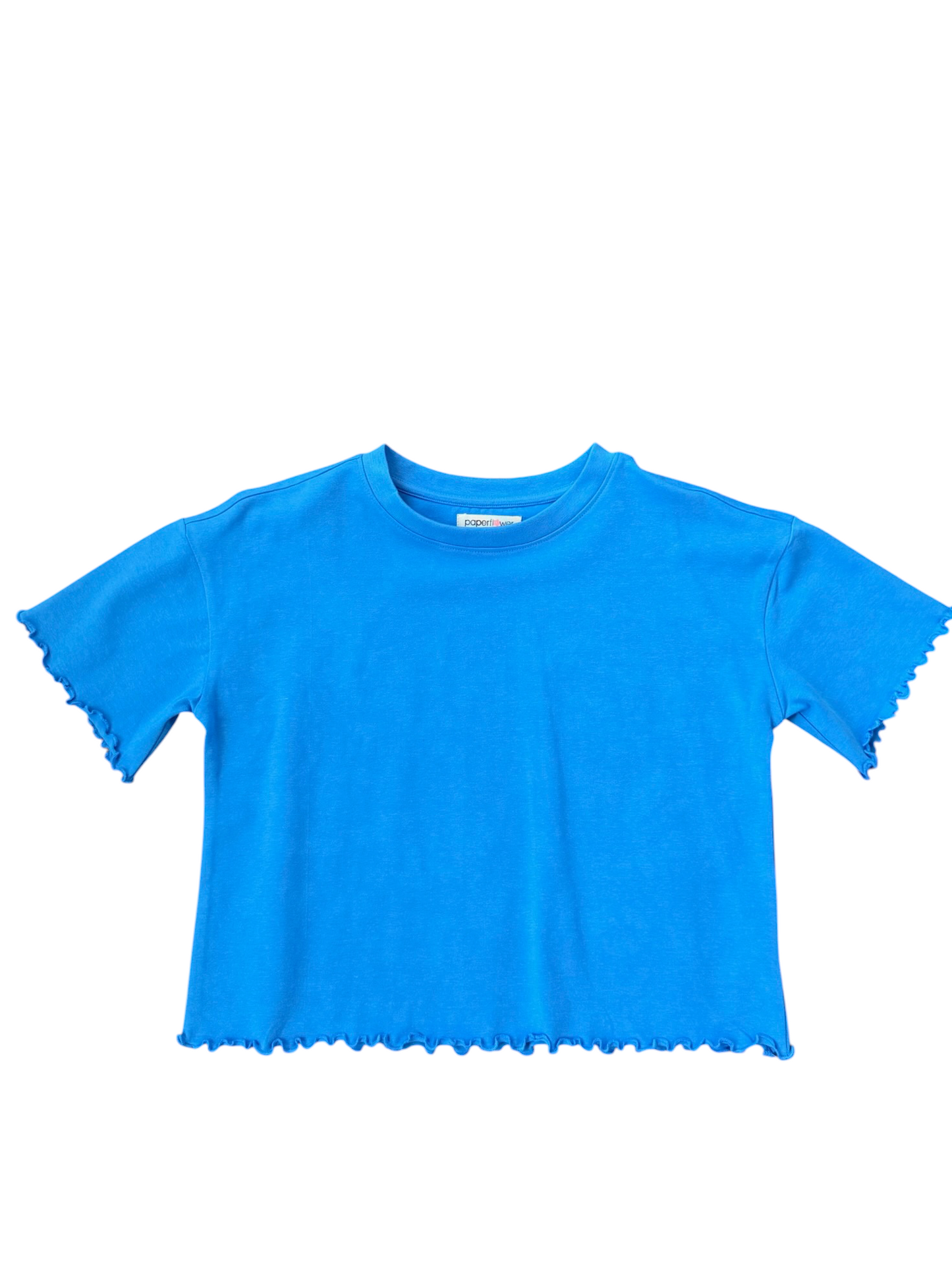 Lettuce Edge Oversized Cropped Tee - Cobalt Blue