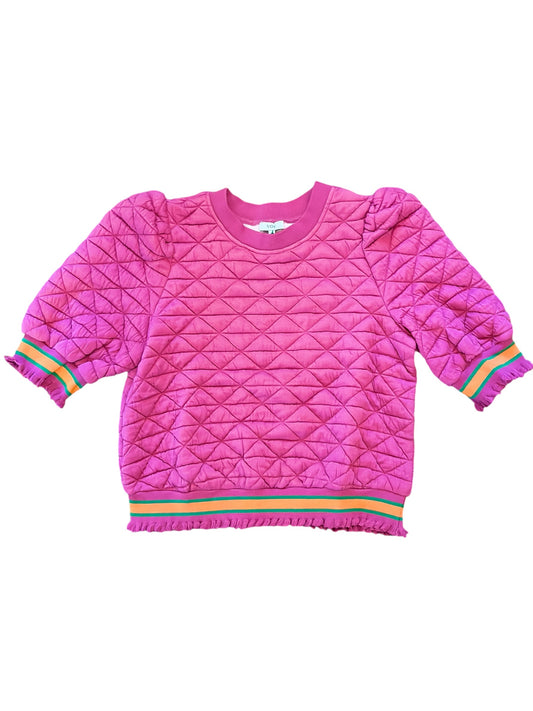 Quilted Striped Band Sweatshirt - Pink