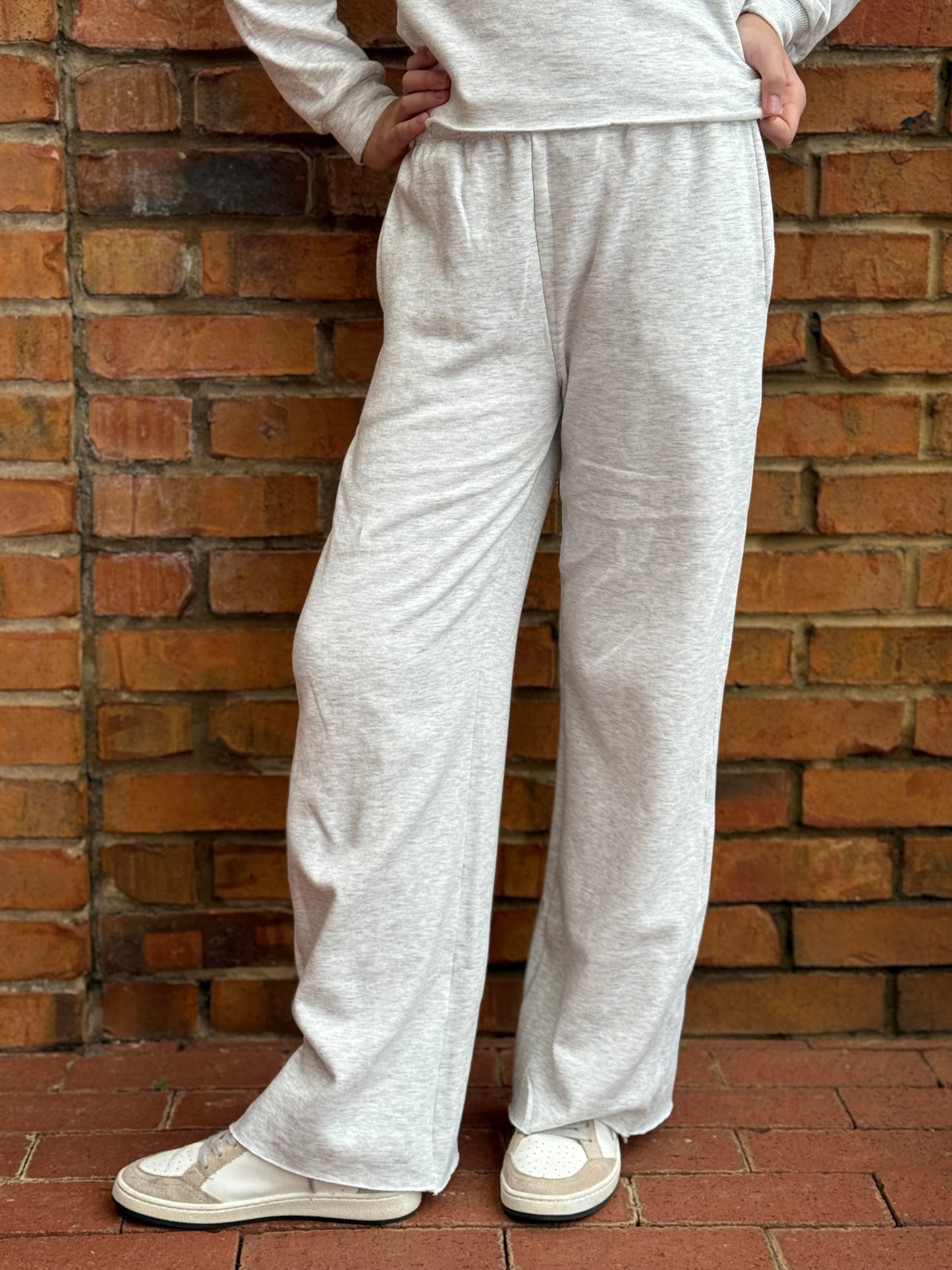 Cloud Wide Leg Raw Edge Pant - Heather Grey
