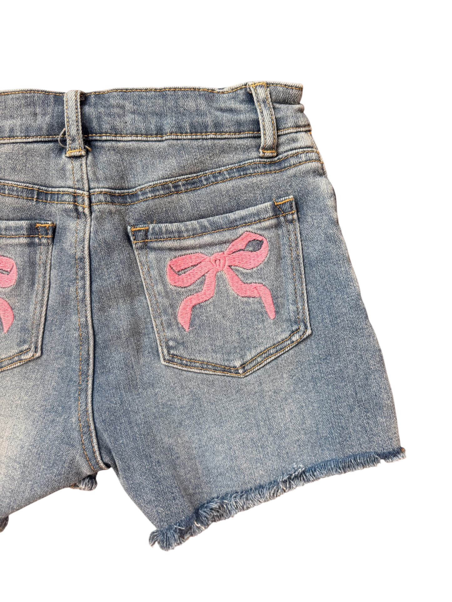 Back Bow Pocket Denim Shorts